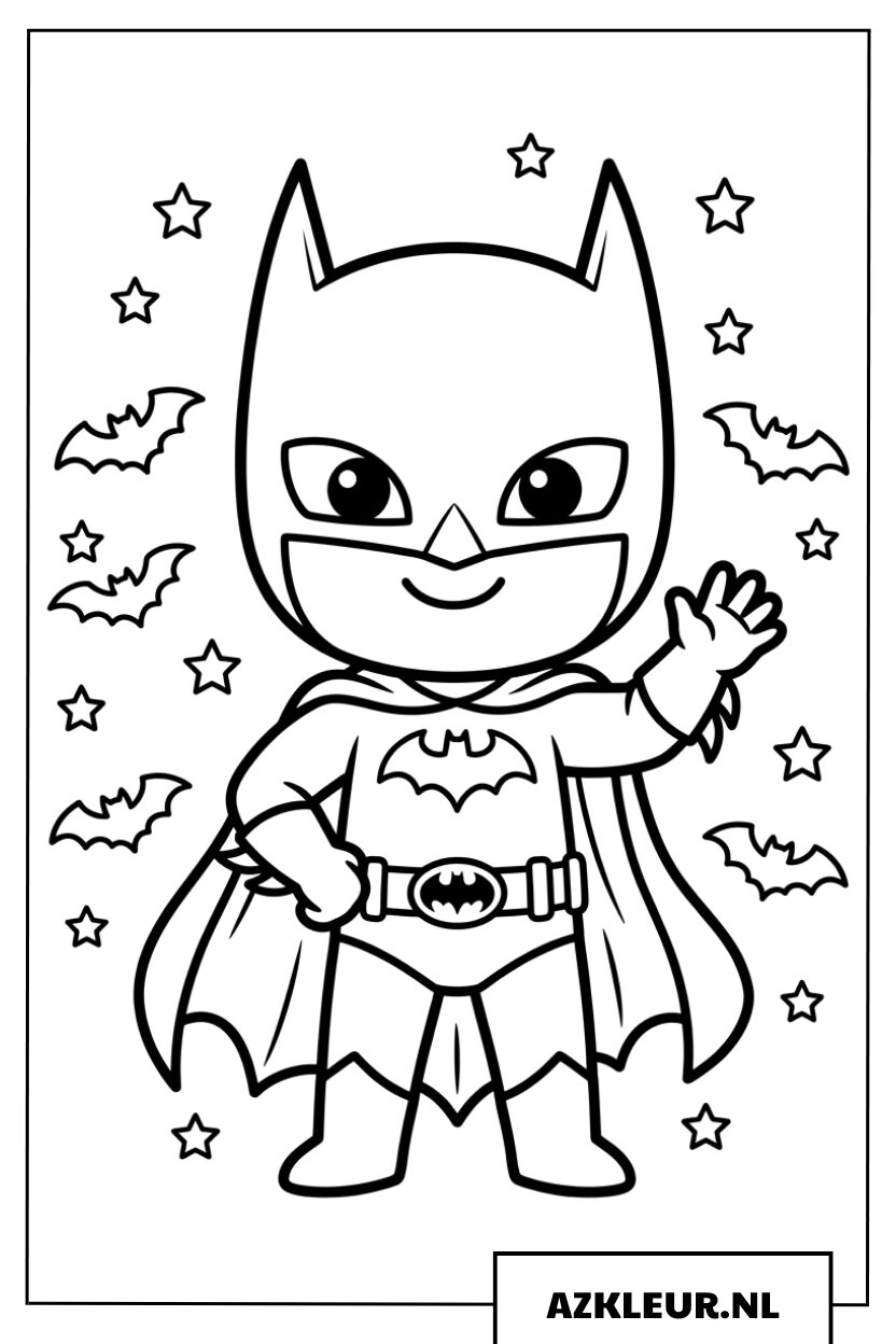 Kleurplaat Schattige Batman Chibi