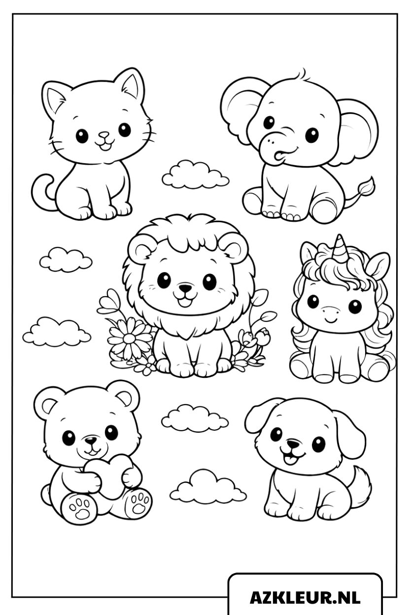 Página para colorear de animales adorables: colorea y juega ahora