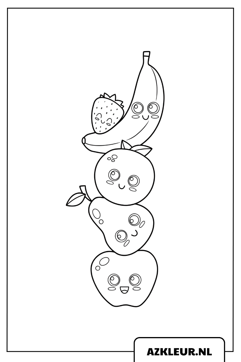 Kleurplaat Schattige Fruit Toren