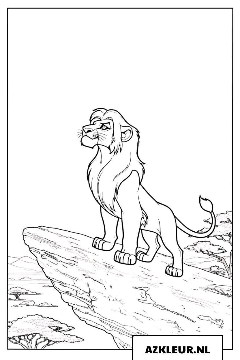 Kleurplaat Simba op Pride Rock