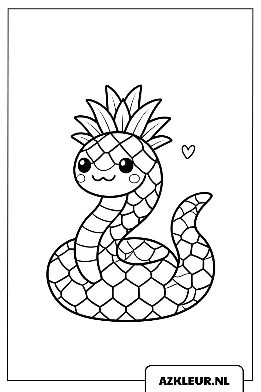 Kleurplaat Slang in de vorm van een ananas