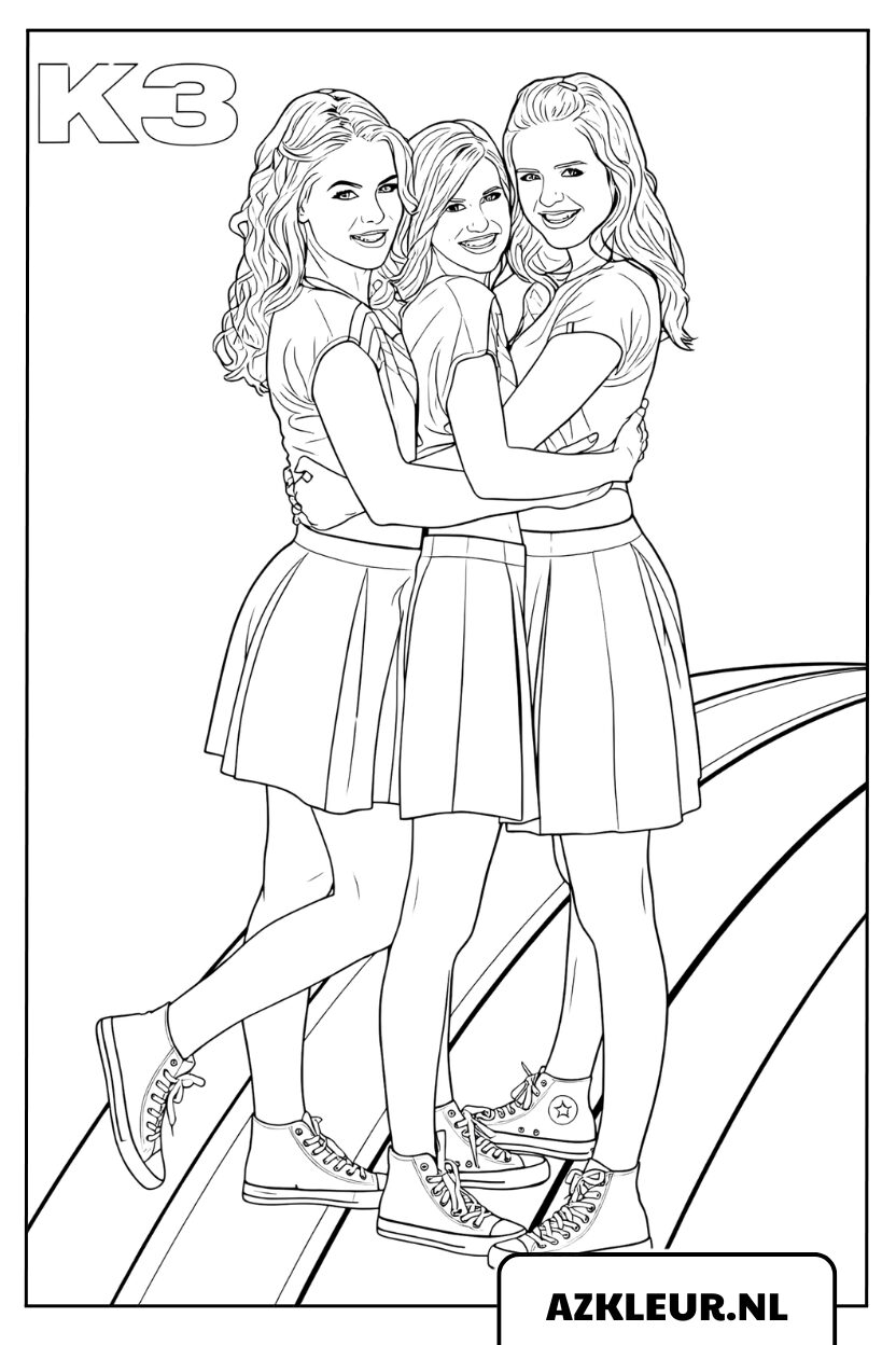 Kleurplaat Tienervriendschap K3