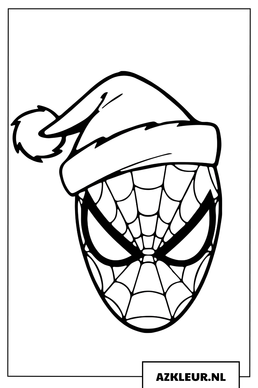 Kleurplaat Vrolijk kerstfeest met Spiderman