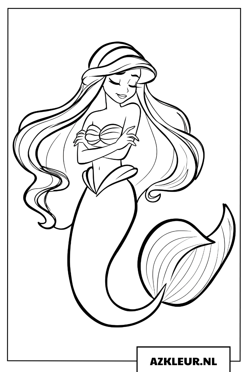 Kleurplaat Zachte kleine zeemeermin