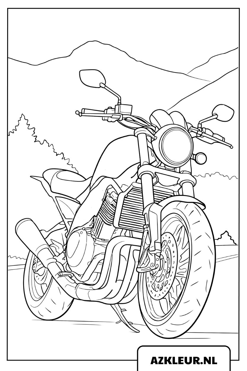 Kleurplaat motor in stijlvolle look