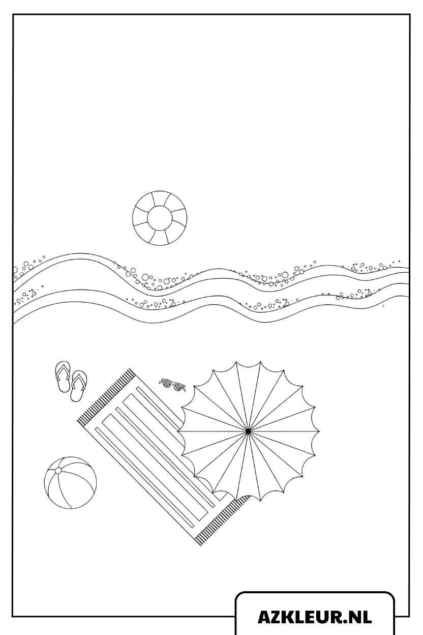 Kleurplaat rustig strand