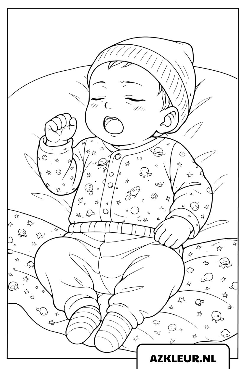 Kleurplaat van een meisje met een melkfles