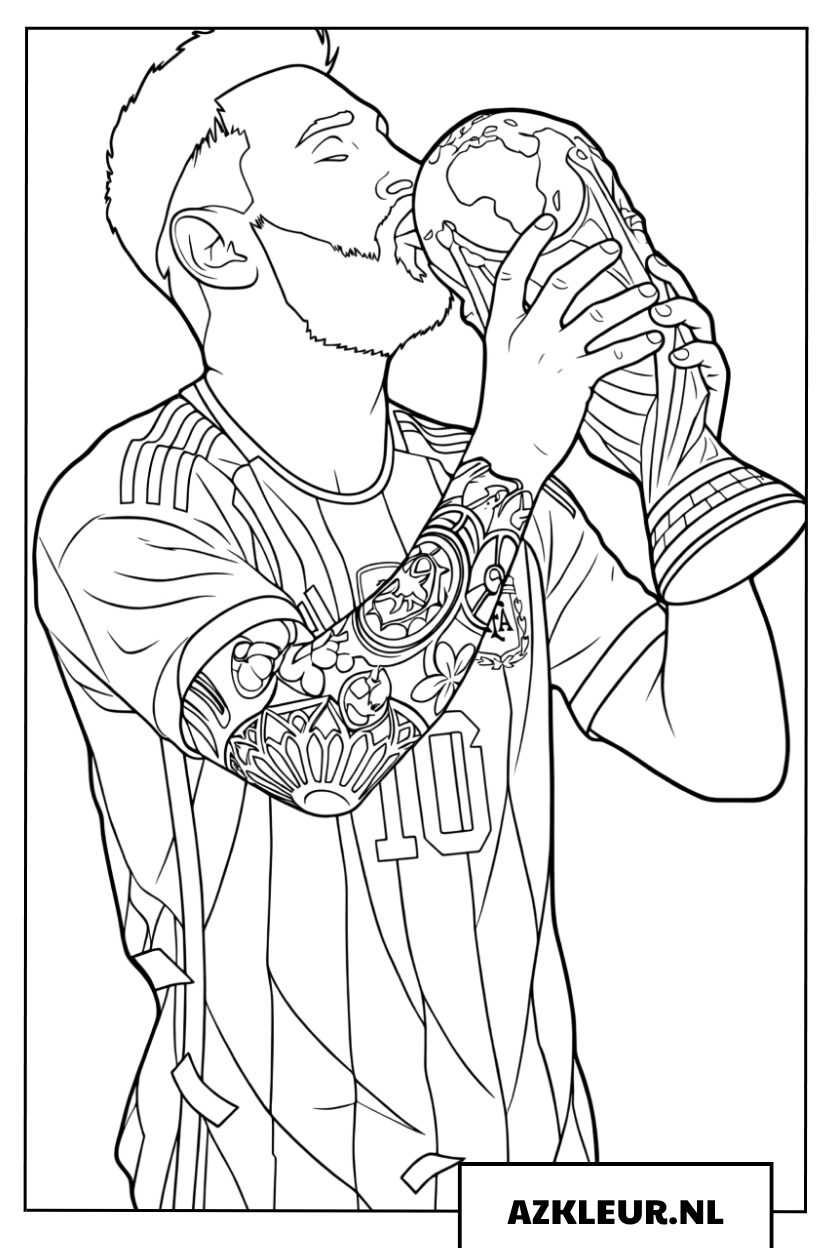 Legende Messi kust gelukkig de wereldbeker Kleurplaat