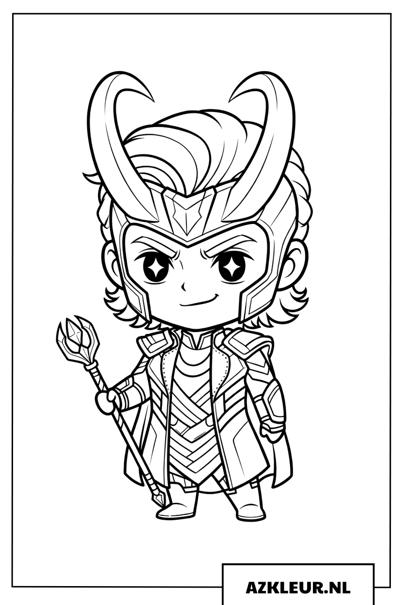 Loki Chibi schattige superschurk Kleurplaat