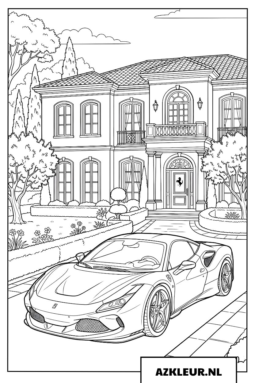 Luxe Ferrari voor een exclusieve villa Kleurplaat