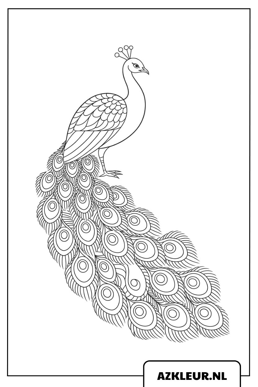 Mandala-riikinkukon värityskuva aikuisille