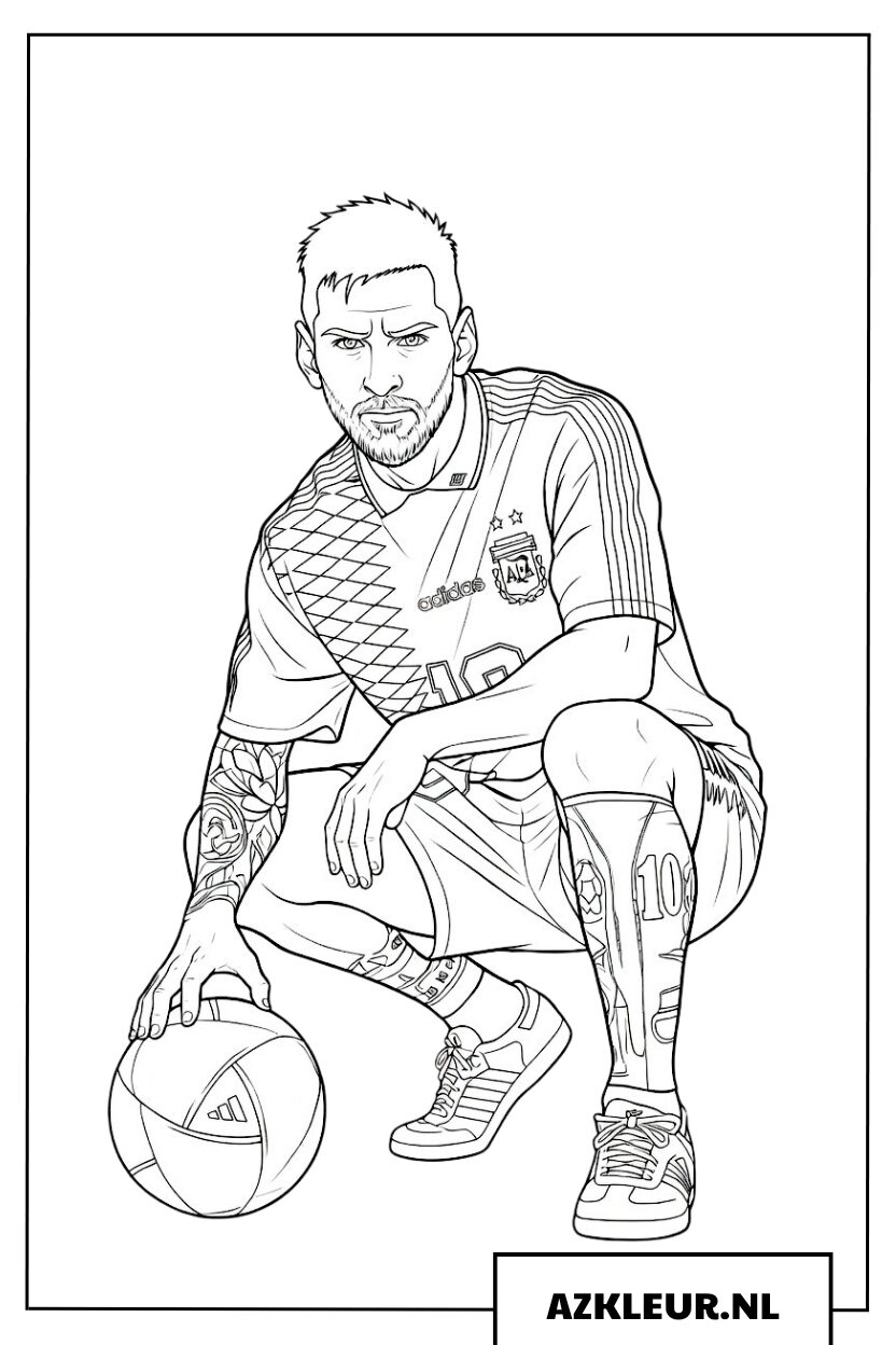 Messi toont kalm zijn professionele balbeheersing Kleurplaat