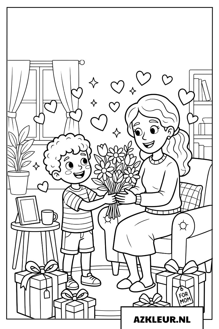 Moederdag Kleurplaat Geschenk