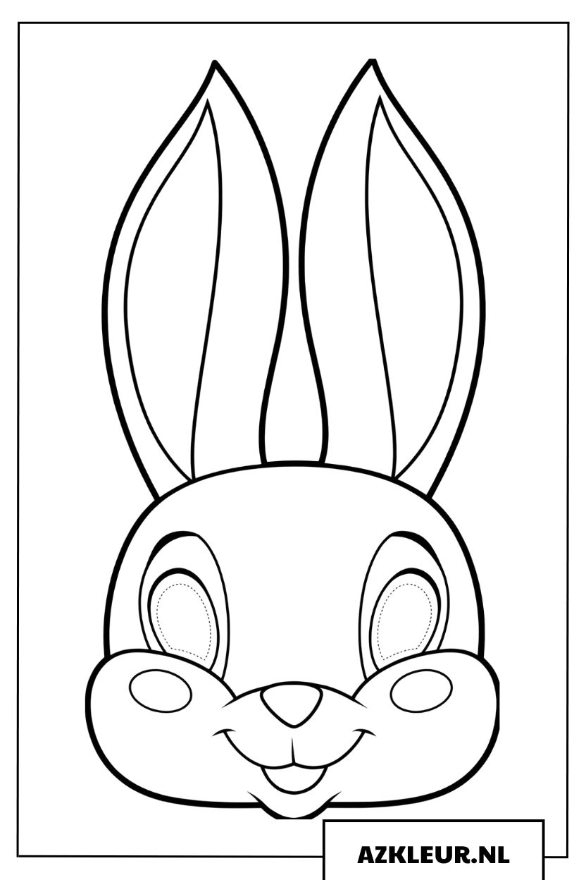 Schattig konijnenmasker voor kinderen Kleurplaat