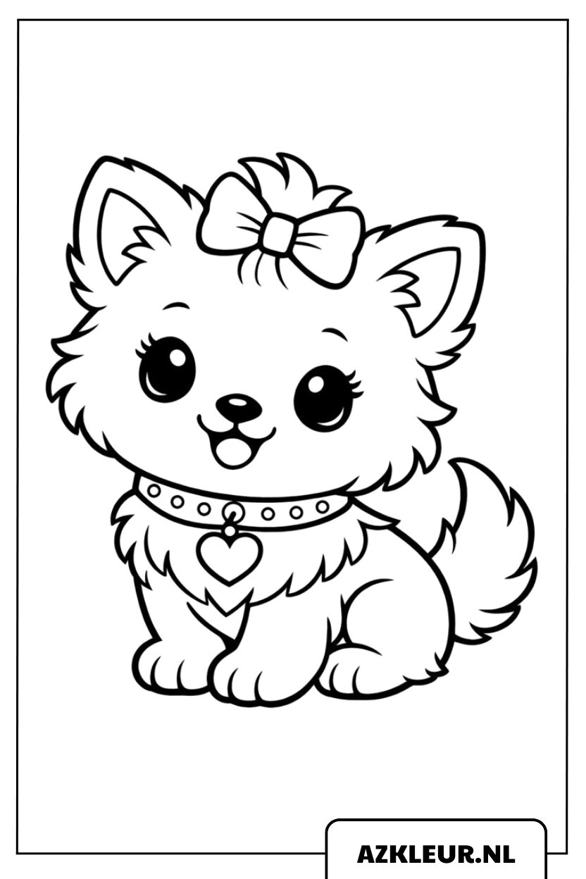 Dibujo para colorear de cachorro adorable