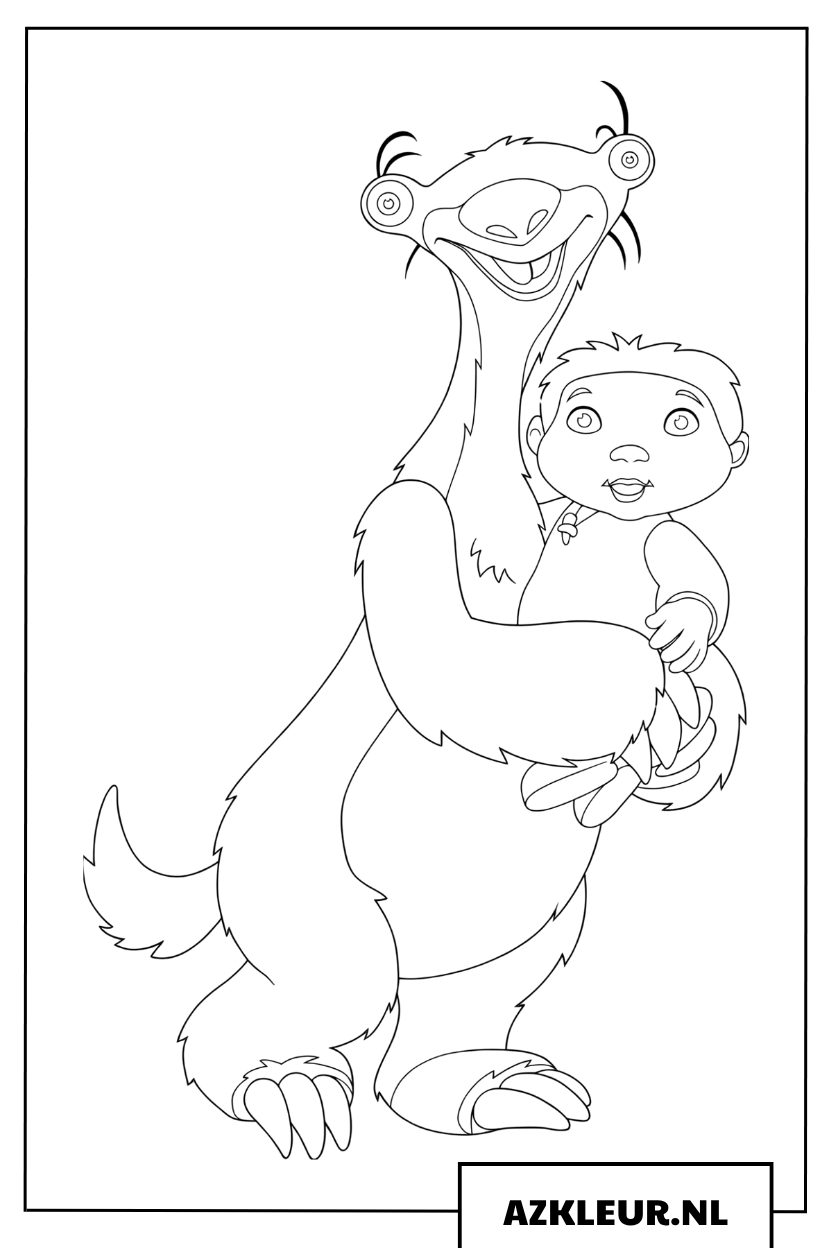Sid en de baby kleurplaat
