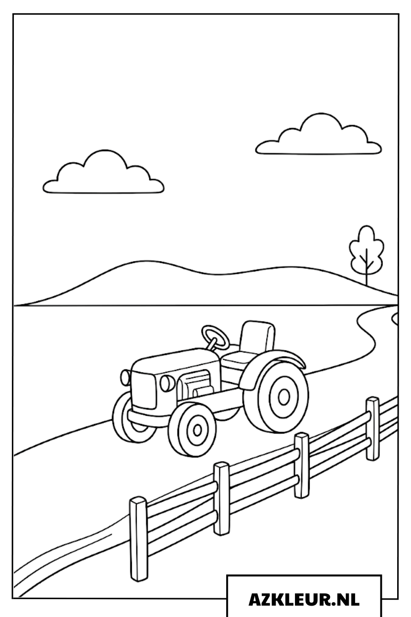 Trekker in een open veld kleurplaat