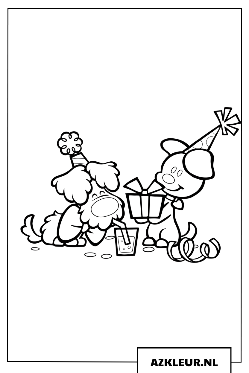 Woezel en Pip vieren feest kleurplaat