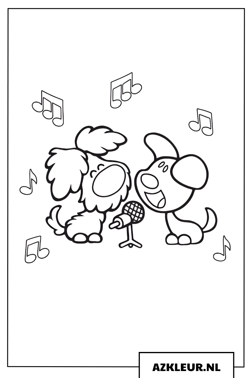 Woezel en Pip zingen samen kleurplaat