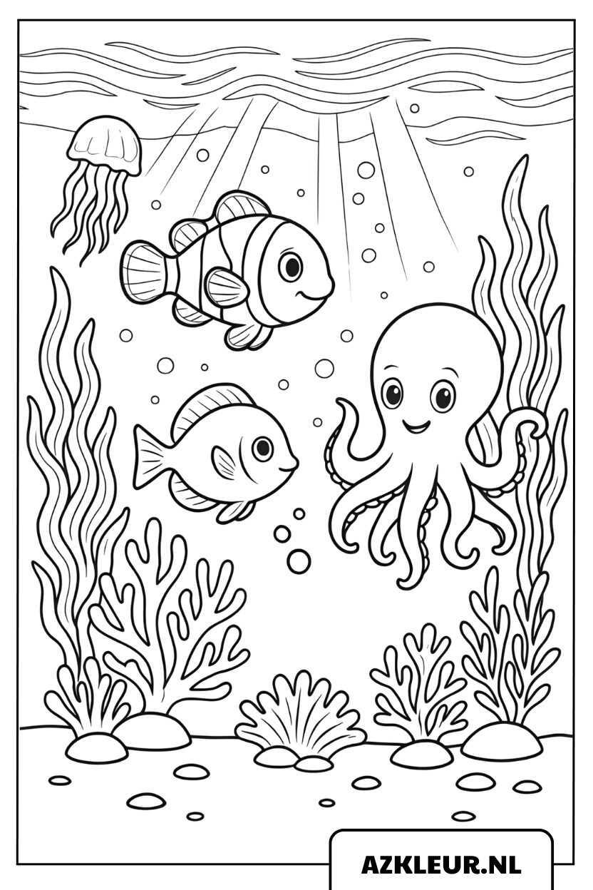 kleurplaat Levendige Wereld Van Vissen