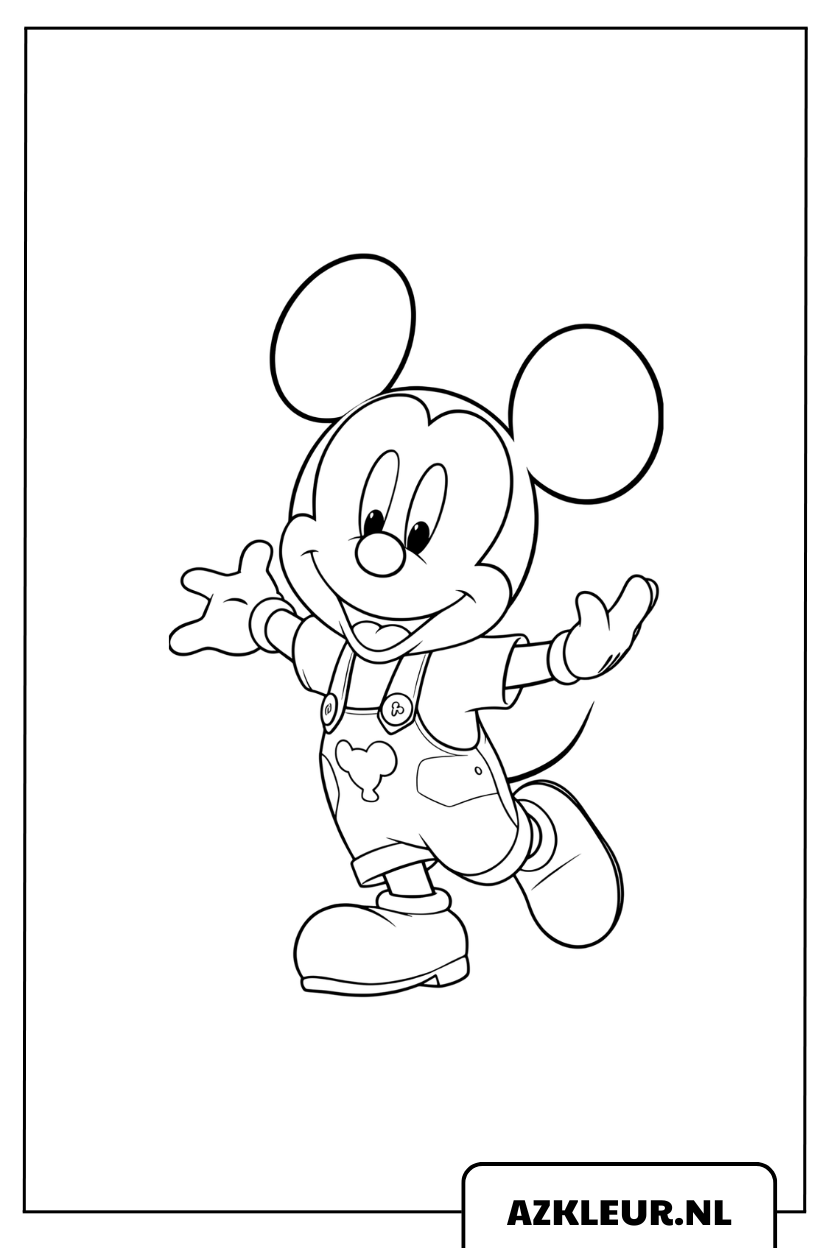 kleurplaat Vrolijke Mickey Mouse