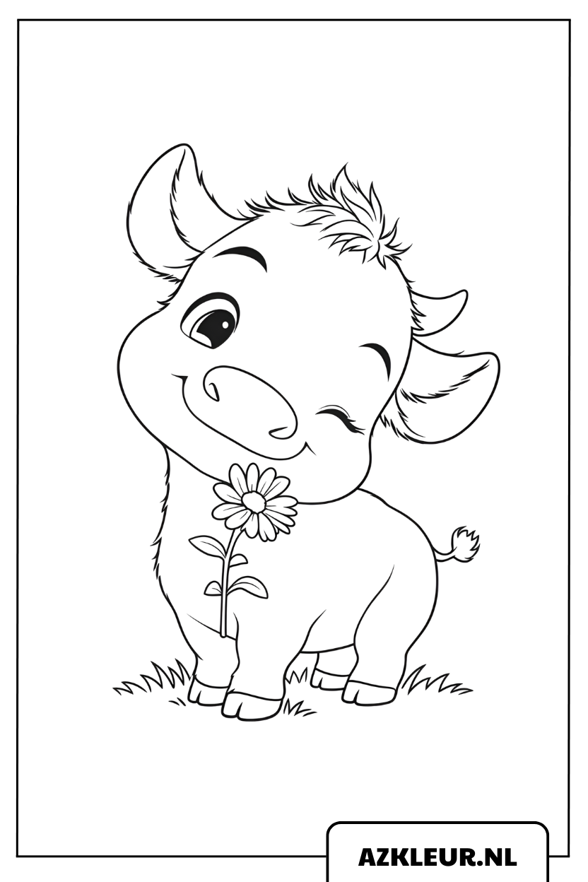 kleurplaat kleine koe onschuldig