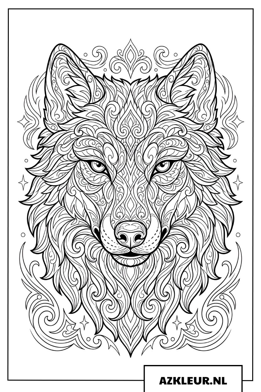 Wolvenleider met verfijnde symmetrische patronen Kleurplaat