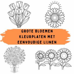 Grote Bloemen Kleurplaten met Eenvoudige Lijnen – Gratis Printen