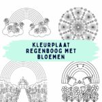 Kleurplaat Regenboog met Bloemen ft