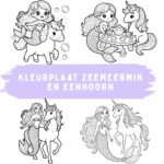 Kleurplaat Zeemeermin en Eenhoorn ft