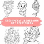 Kleurplaat Zeemeermin met Zeesterren ft