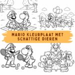 Mario Kleurplaat met Schattige Dieren ft