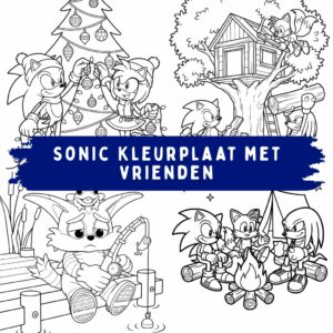 Sonic Kleurplaat met vrienden: Gratis Printbare Kleurplaten