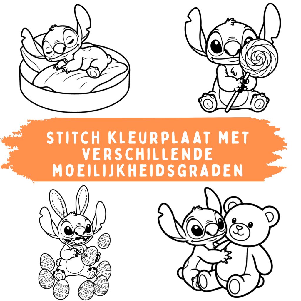 Stitch Kleurplaat Met Verschillende Moeilijkheidsgraden