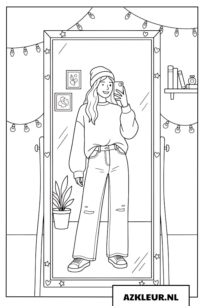 Topmodel poseert voor een modefoto kleurplaat