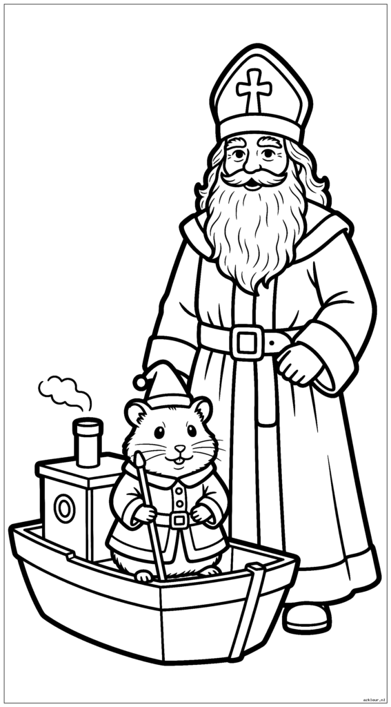 Een hamster zit in een kleine kartonnen stoomboot