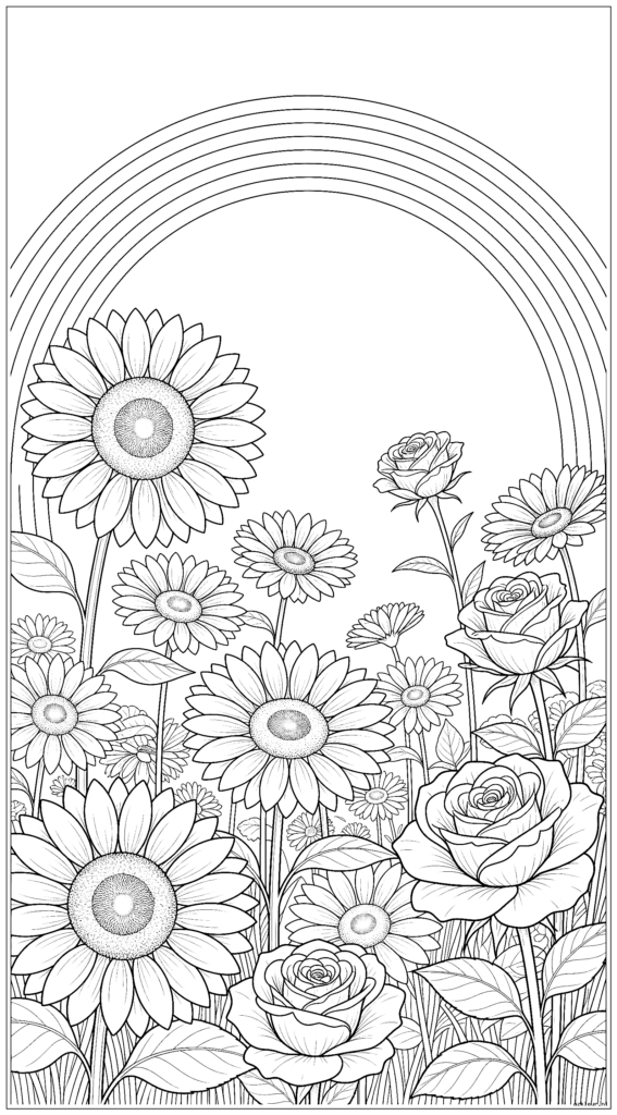 Een hoog verticaal tuintafereel, gezien vanuit een lage hoek