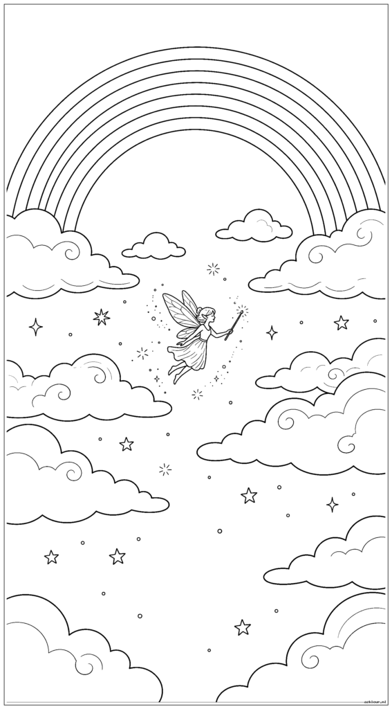 Een lange verticale magische luchtscène