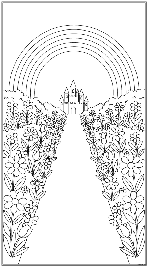 Een magisch tuinpad in verticaal formaat