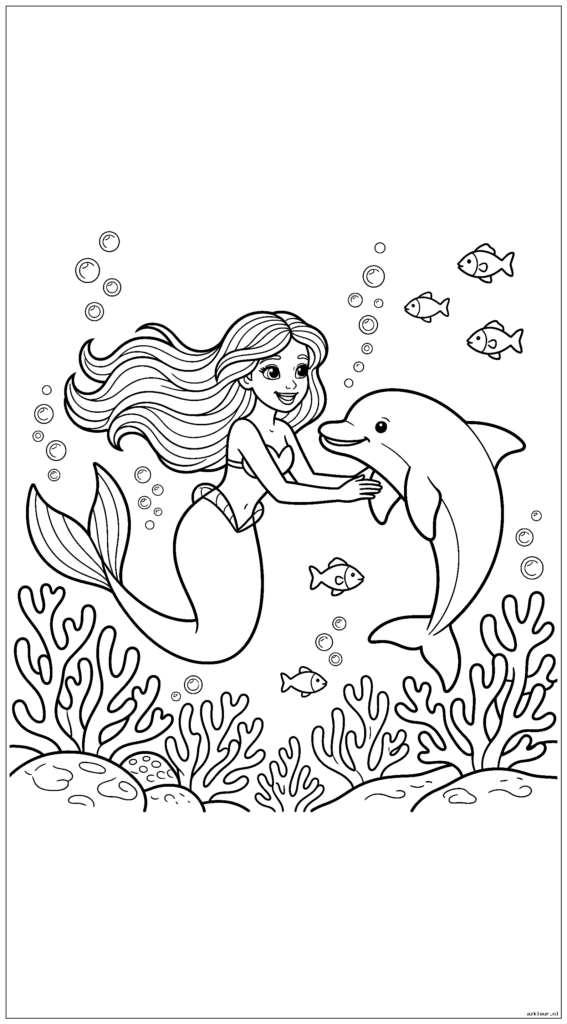 Een prachtige zeemeermin met lang golvend haar dat onder water zwemt