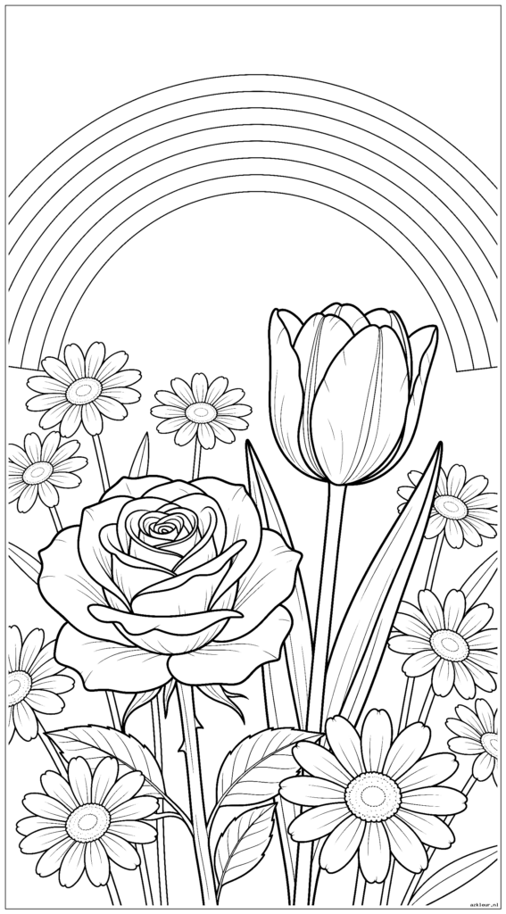 Een verticale close-upcompositie van realistische bloemen (roos