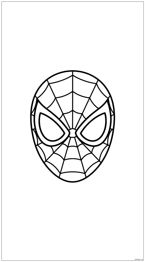 Eenvoudig Spiderman-masker met grote ogen en webpatroon drijvend op witte ruimte