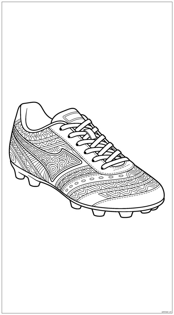 Ingewikkeld voetbalschoenontwerp met gedetailleerde vetersluiting en patroonwerk