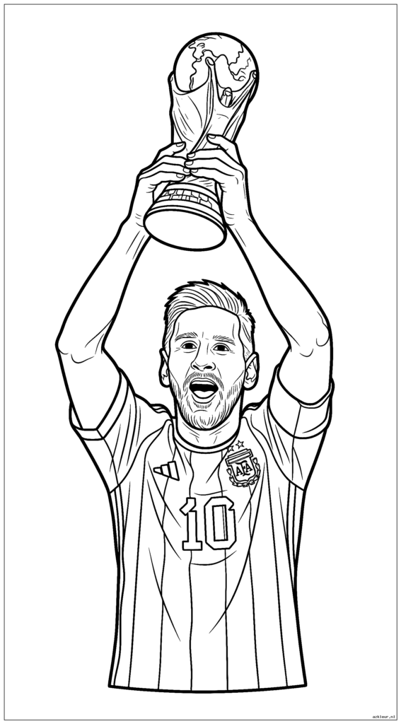 Messi tilt de WK-trofee hoog boven zijn hoofd