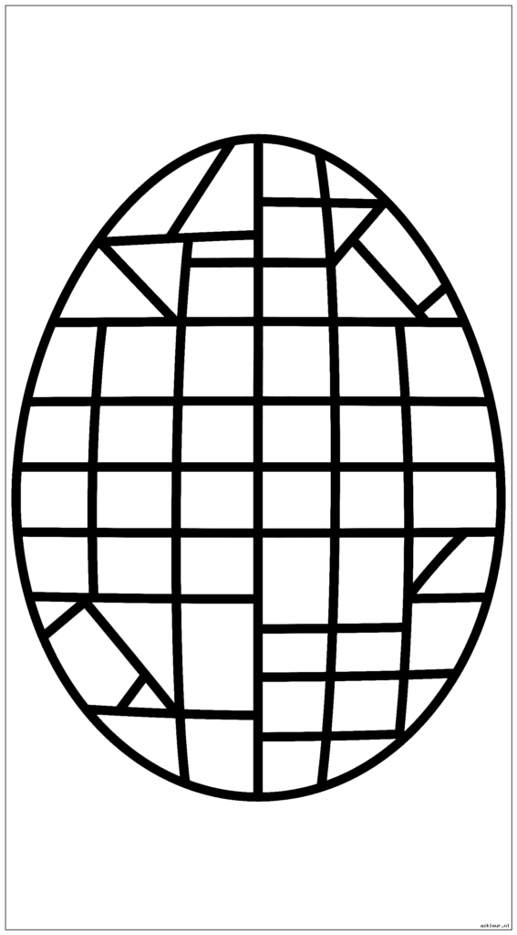 Paasei met modern Mondriaan-stijl rasterpatroon en geometrische vormen