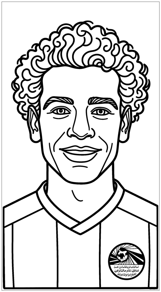 Portret van Mohamed Salah met krullend haar en zachte glimlach