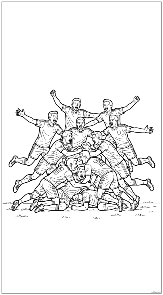 Teamviering stapelt zich op na het scoren van het winnende doelpunt