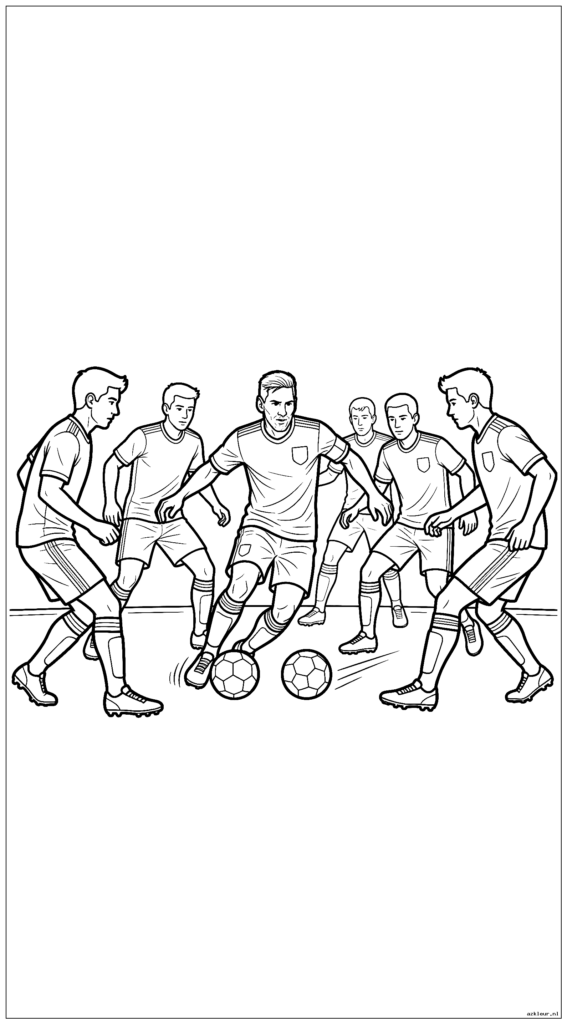 Voetbalsuperster Messi voert zijn kenmerkende dribbelbeweging door verdedigers uit