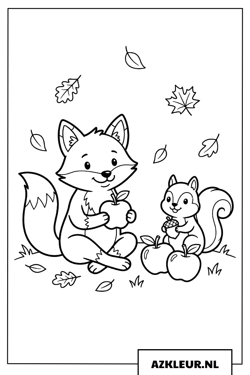 Kleurplaat Dier met Appels