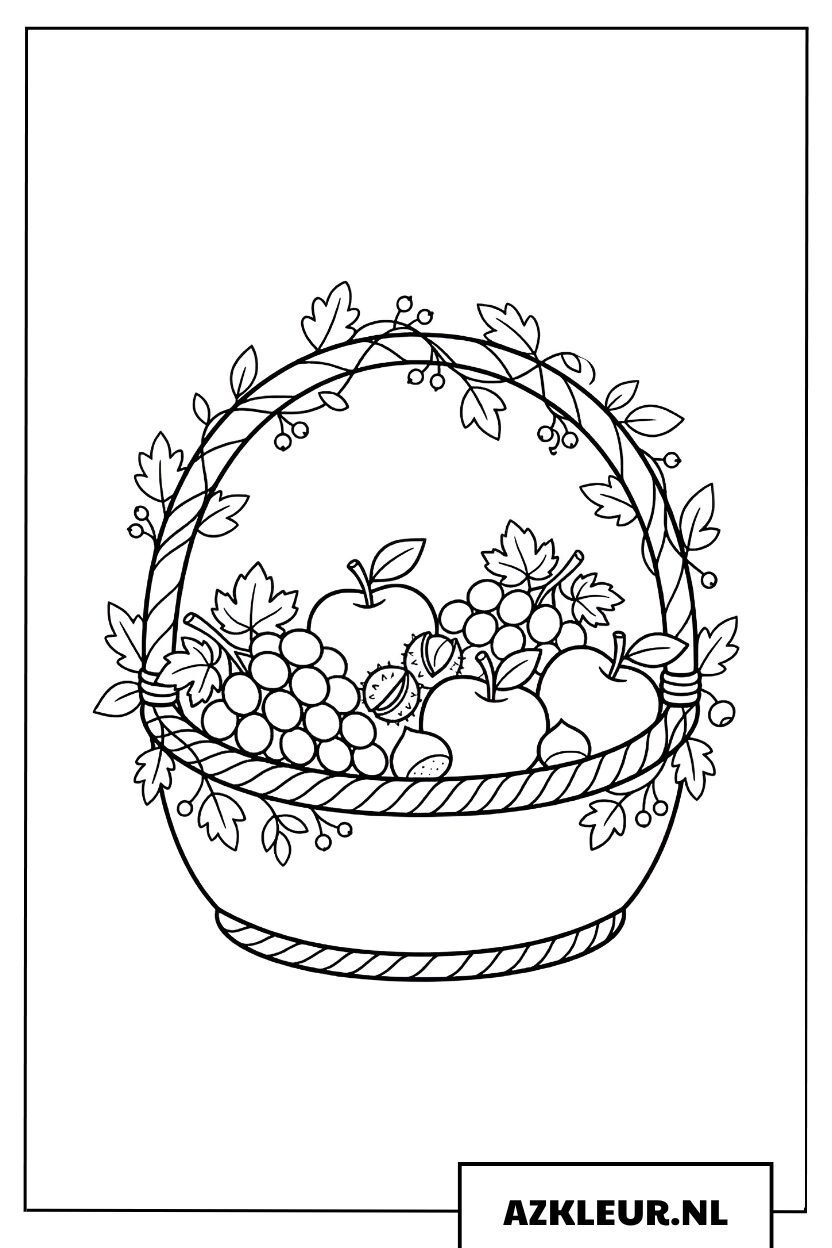 Kleurplaat Herfst Mand met Druiven